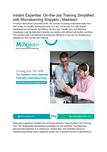 Instant Expertise  On-the-Job Training Simplified with Microlearning Snippets   Maxlearn