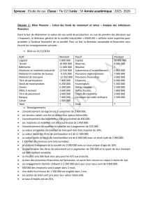 Etude de cas Tle G2 : Bilan financier, Coûts, Comptabilité Générale
