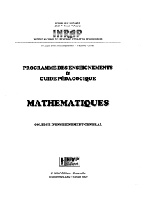 Programme & Guide Pédagogique Mathématiques - Collège Congo