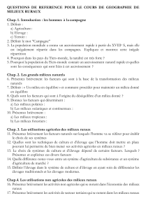 Questions de Géographie Rurale: Milieux, Agriculture, Population