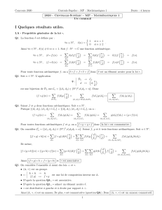 Corrigé Maths 1 Centrale-Supélec MP 2020 - Fonctions Arithmétiques