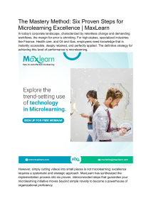 Microlearning Excellence: The Mastery Method | MaxLearn