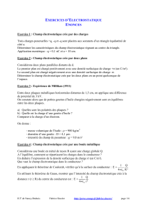 Exercices d'électrostatique corrigés - Champ, Millikan, Condensateurs