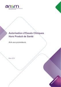 Autorisation Essais Cliniques (Hors Produits de Sant&eacute;) - France