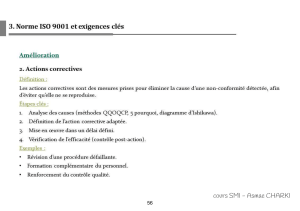 Norme ISO 9001: Actions Correctives et Exigences Clés - Cours SMI