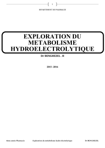 M&eacute;tabolisme Hydro&eacute;lectrolytique : Exploration en Pharmacie