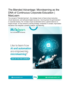 The Blended Advantage  Microlearning as the DNA of Continuous Corporate Education   MaxLearn
