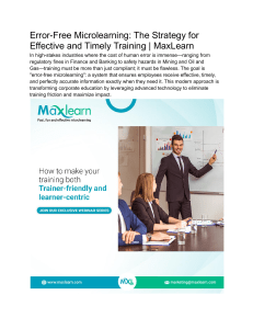 Error-Free Microlearning  The Strategy for Effective and Timely Training   MaxLearn