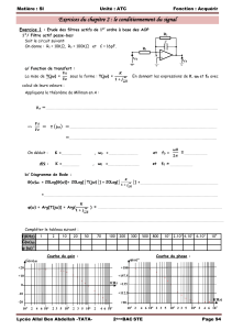 Exercices Filtres Actifs AOP & Conditionnement Signal - Lyc&eacute;e Allal Ben Abdellah