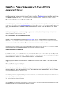 Boost Your Academic Success with Trusted Online Assignment Helpers