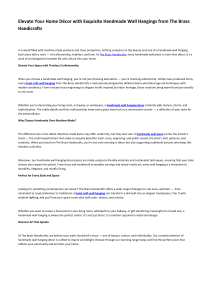 Elevate Your Home Décor with Exquisite Handmade Wall Hangings from The Brass Handicrafts