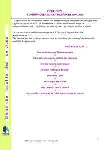 Fiche Outil : Communiquer sur la D&eacute;marche Qualit&eacute; - Plan et Principes
