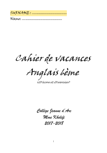 Cahier de vacances Anglais 6ème | Leçons et exercices pour collège