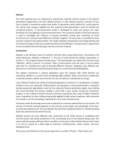 Pulsed Laser Ablation: 2D Model for Crater Formation on Fe