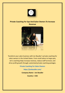 Private Coaching For Spa And Salon Owners To Increase Revenue