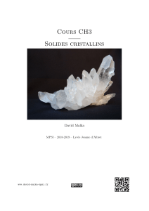 Cours CH3 : Solides Cristallins - David Malka, MPSI 2018-2019