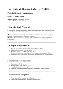 Résumé Académique Licence 1 - Économie, Gestion
