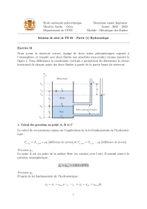 Solution TD 02 Hydrostatique - Mécanique des Fluides ENPO Oran