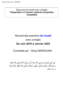 Examens d'Audit Corrig&eacute;s - Pr&eacute;paration Expertise Comptable