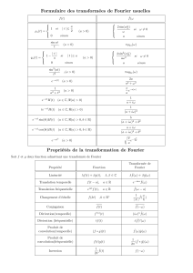 Formulaire des Transformées de Fourier Usuelles et Propriétés