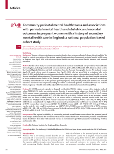 Perinatal Mental Health Teams & Outcomes in Pregnant Women: England Study