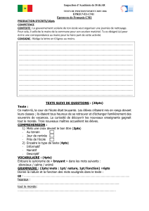 Test de Français CM1 - Positionnement 2025/2026