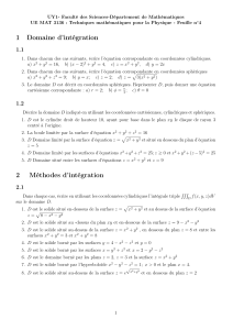 UE MAT 3136: Int&eacute;grales Multiples - Coordonn&eacute;es Cylindriques & Sph&eacute;riques