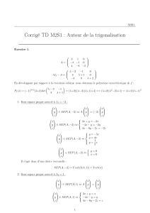 Corrig&eacute; TD M2S1 : Trigonalisation de matrices et espaces propres