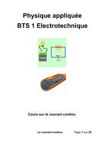 Cours sur le courant continu - Physique appliquée BTS 1 Électrotechnique