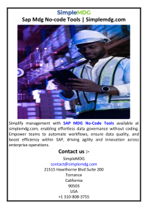 Sap Mdg No-code Tools | Simplemdg.com