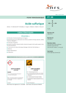Acide Sulfurique : Fiche Toxicologique FT 30