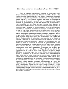 D&eacute;mocratie et autoritarisme au Moyen-Orient (1943-2011)
