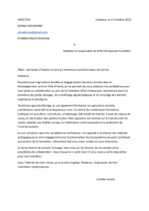 Demande d'emploi Animateur Local/Terrain - Wild Chimpanzee Fundation