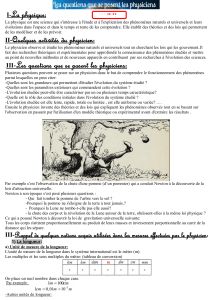 Physique: Introduction, Lois de Newton et Unités de Mesure Fondamentales