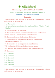 Math&eacute;matiques 2 Bac: D&eacute;rivation et Fonctions - Cours et Exercices