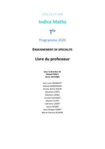 Indice Maths Tle Spécialité - Livre du Professeur - Programme 2020