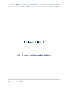 Religion, &Eacute;ducation et Pauvret&eacute;/Sant&eacute; au B&eacute;nin : Analyse &Eacute;conom&eacute;trique