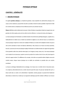 Physique Optique: Mesures, Unités SI et Comportement de la Lumière