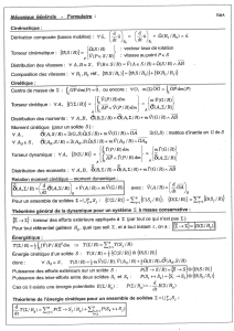 Mécanique Générale - Formulaire de Cinématique, Cinétique, Énergétique