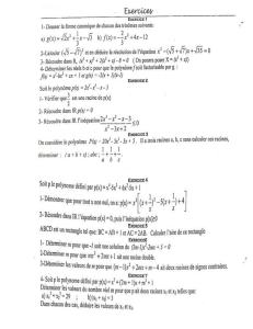 Exercices de Math&eacute;matiques: Polyn&ocirc;mes, &Eacute;quations, In&eacute;galit&eacute;s