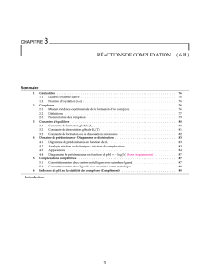 Réactions de Complexation: Chapitre 3 - Chimie des Complexes