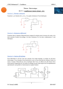 TD Electronique : Amplificateurs Linéaires Intégrés (ALI) - Exercices