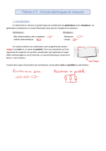 Circuits électriques et mesures : Cours complet