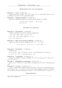 Exercices Polynômes : Opérations, Division, Racines, Factorisation
