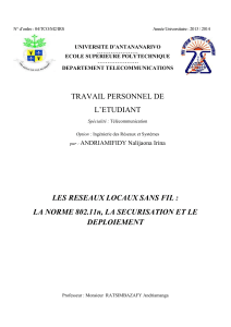 Sécurité et déploiement WLAN 802.11n: Mémoire d'étudiant