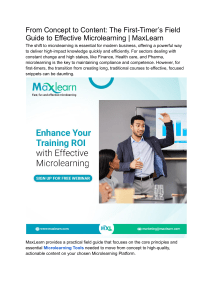 Effective Microlearning: A First-Timer's Field Guide