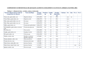 Composition nutritionnelle aliments Afrique (FAO/WHO, 2002)