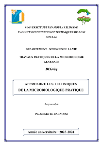 TP Microbiologie Générale BCG-S4 : Techniques Pratiques & Isolement