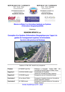 Conception d'un SIG pour la gestion de l'enseignement sup&eacute;rieur &agrave; Kinshasa