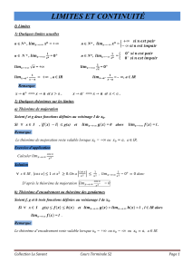 Limites et continuit&eacute; : Support de cours de maths au lyc&eacute;e